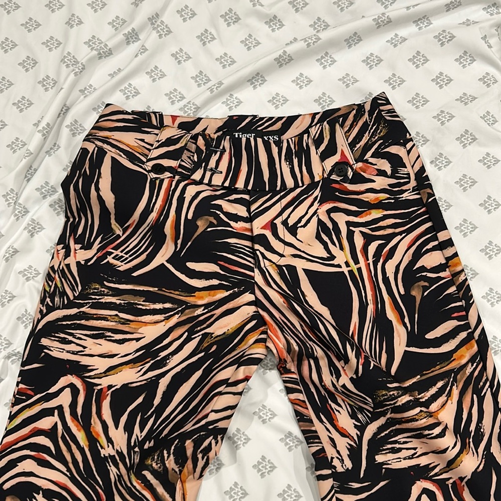 Tiger mist - button front flare zebra pants